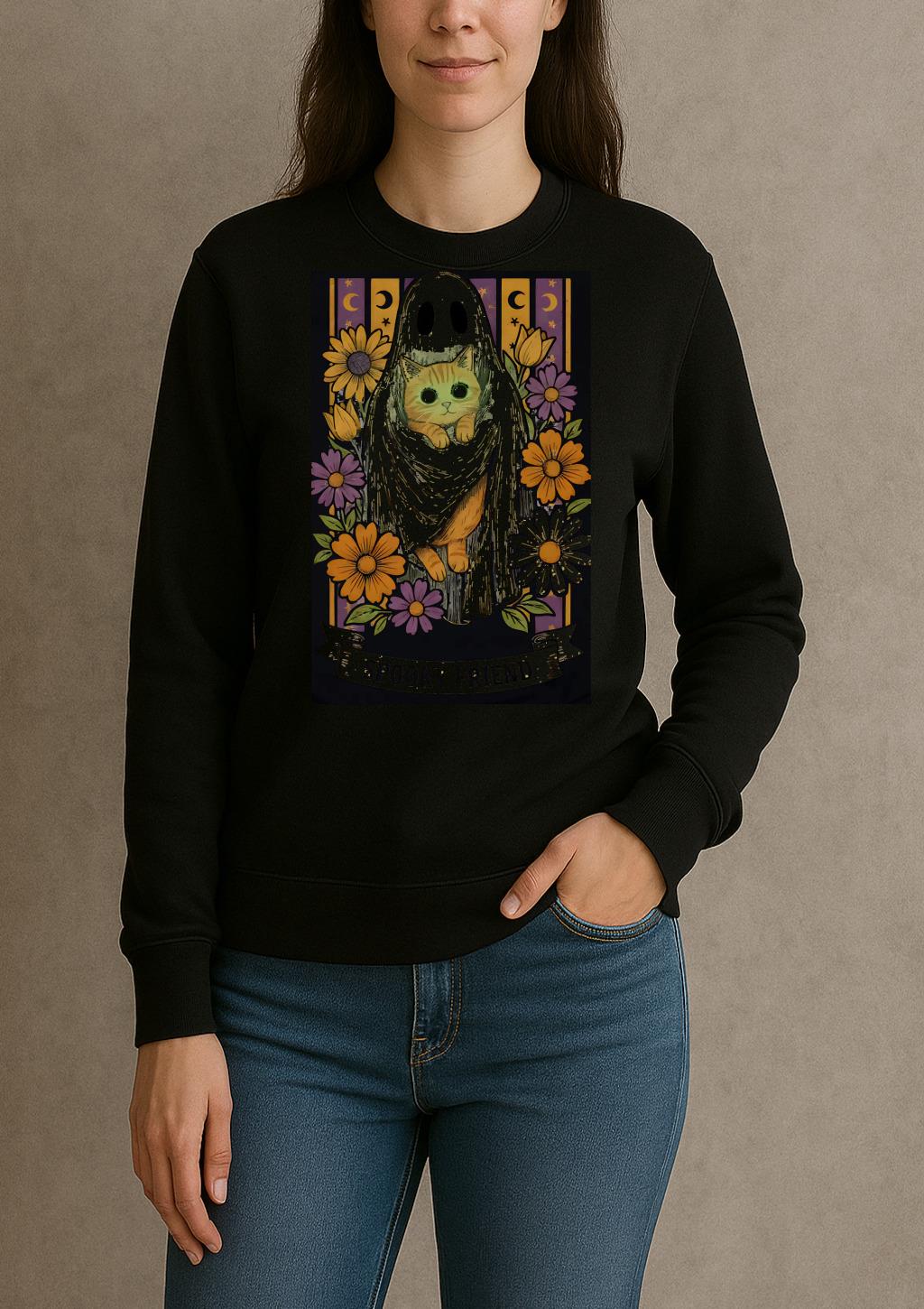 Halloween Ghost And Cat sweater