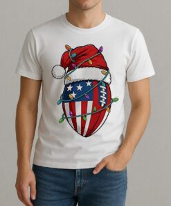 American Flag Football Light Christmas Hat Shirt