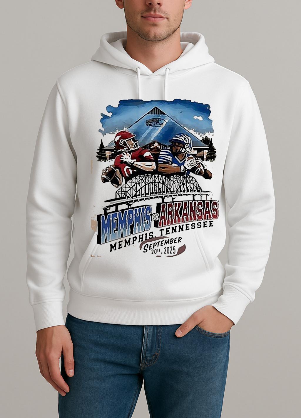 Arkansas Vs Memphis Game Day 2025 Paint Unisexhoodie