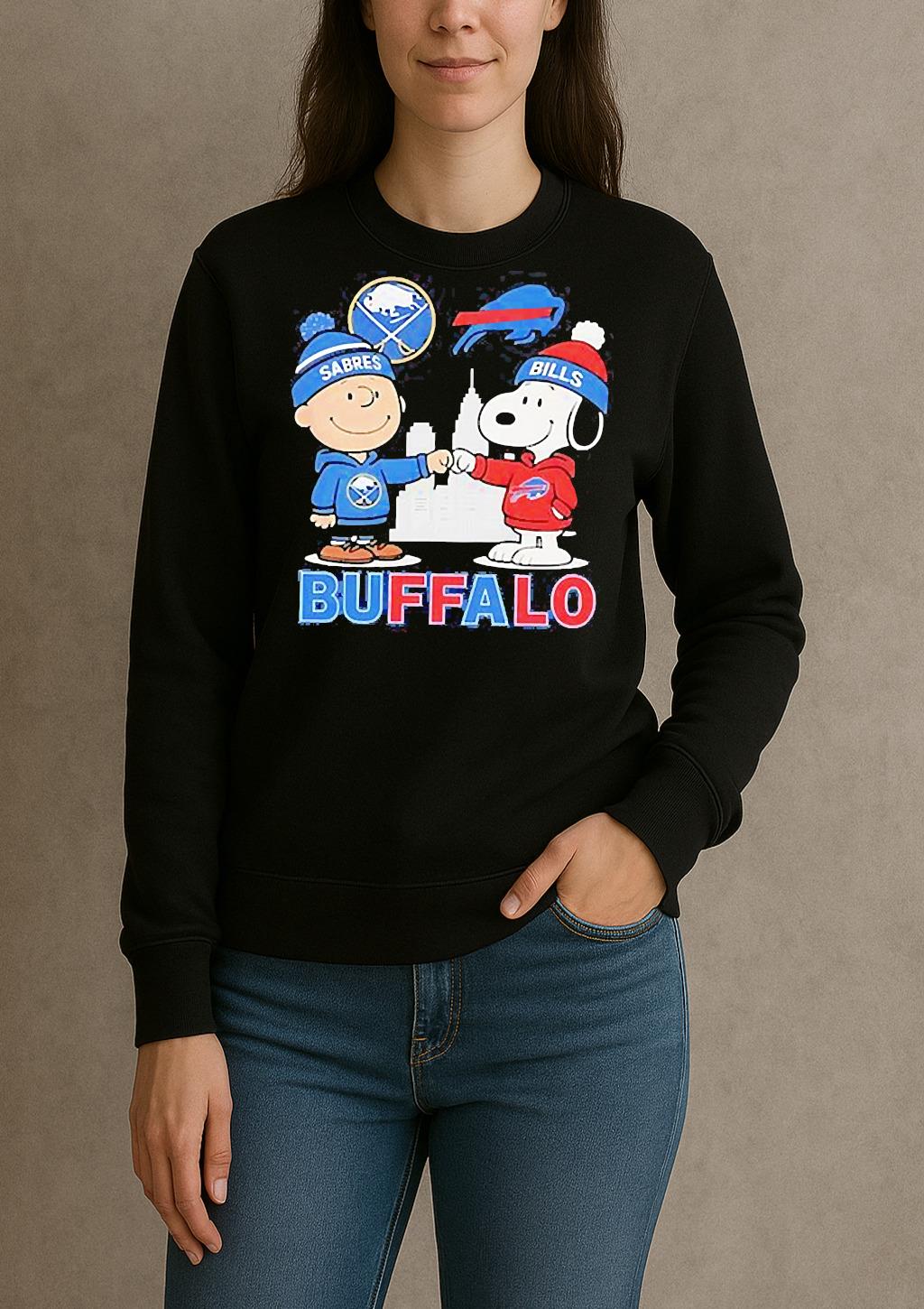 Charlie Brown Buffalo Sabres Hockey And Snoopy Buffalo Bills Baseball Skyline Shirt sweater