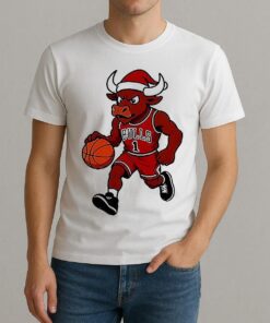 Chicago Bulls Wearing Santa Hat Christmas Mascot Shirt