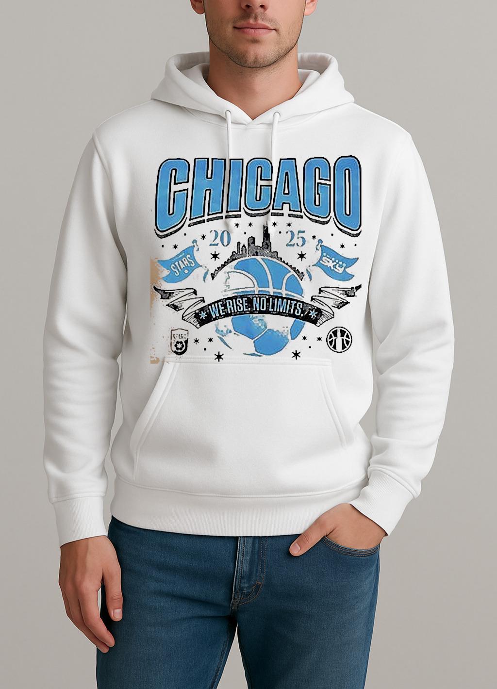 Chicago Sky X Stars 2025 We Rise No Limits Shirt Unisexhoodie
