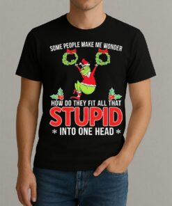 Grinch Some People Make Me Wonder How Do They Fit All That Stupid Into One Head Christmas Shirt