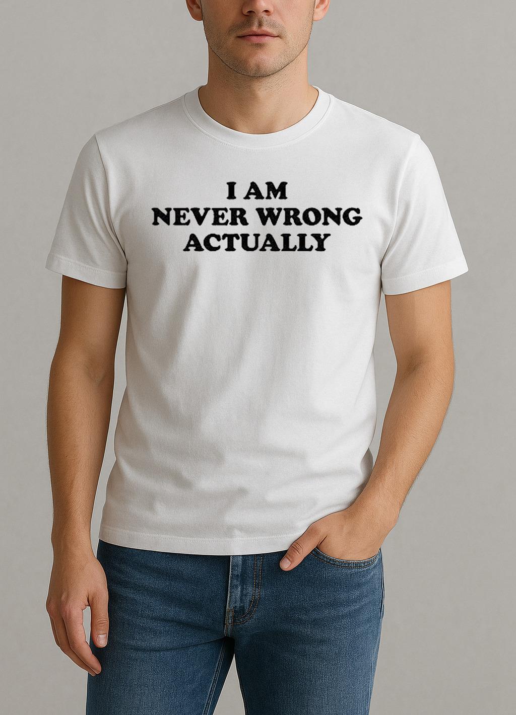 I Am Never Wrong Actually Text Shirt