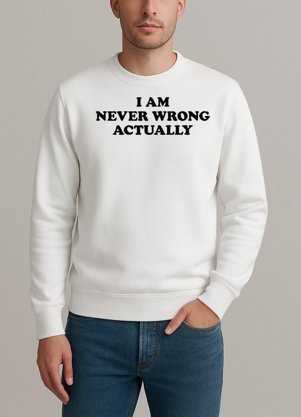 I Am Never Wrong Actually Text Shirt sweater