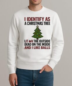 I Identify As A Christmas Tree Lit On The Outside Shirt sweater