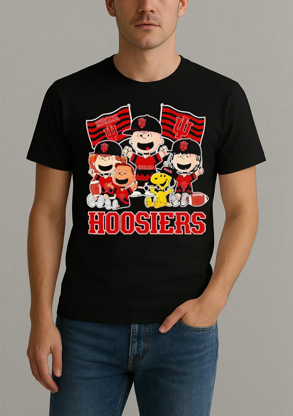 Indiana Hoosiers Shop Snoopy Charlie Brown And Friends Hoosiers Flags T Shirt