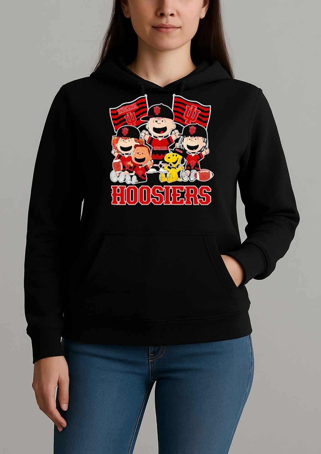 Indiana Hoosiers Shop Snoopy Charlie Brown And Friends Hoosiers Flags T Shirt Unihoodie