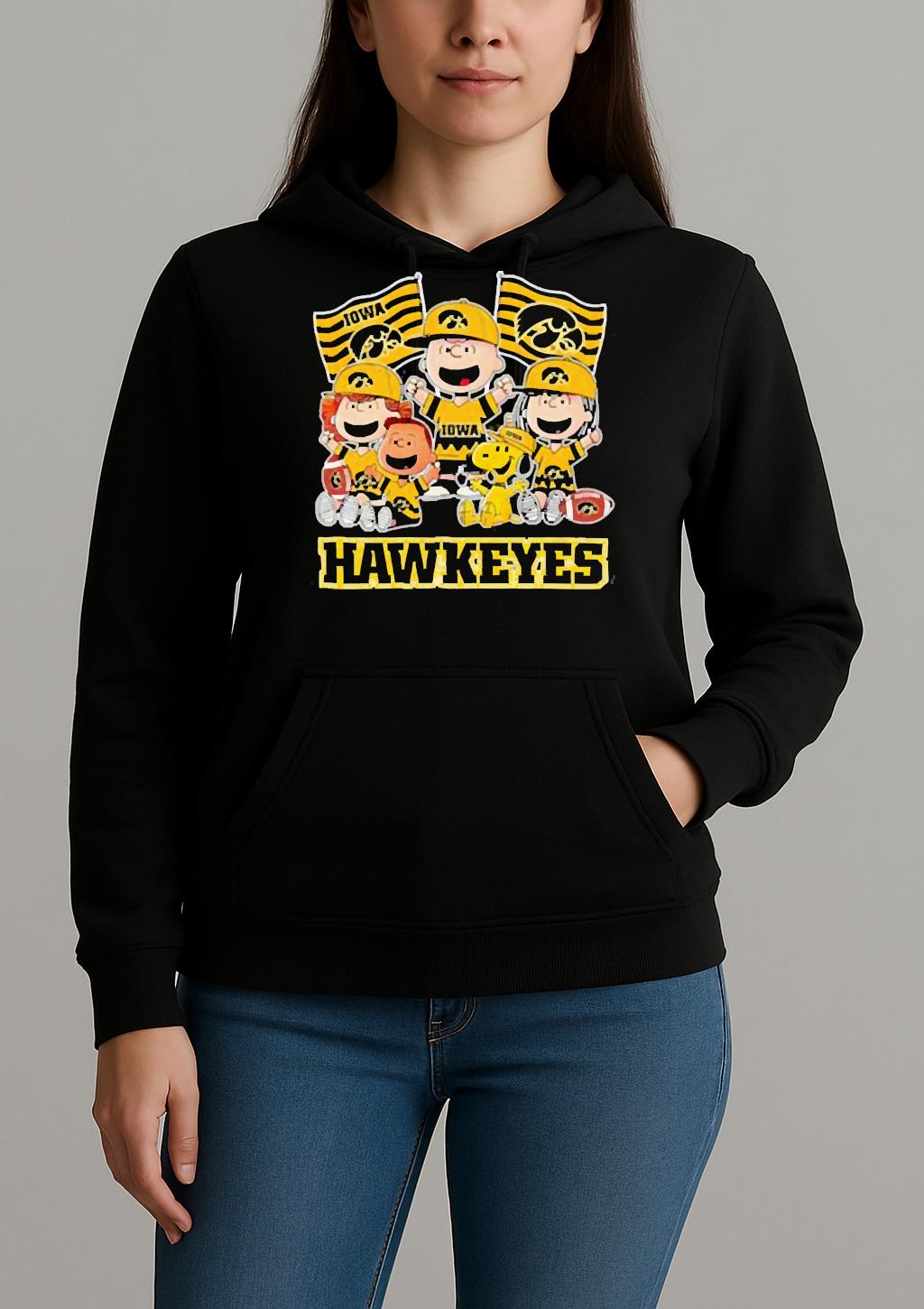 Iowa Hawkeyes Shop Snoopy Charlie Brown And Friends Hawkeyes Flags T Shirt Unihoodie