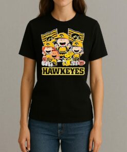 Iowa Hawkeyes Shop Snoopy Charlie Brown And Friends Hawkeyes Flags T Shirt Womentee