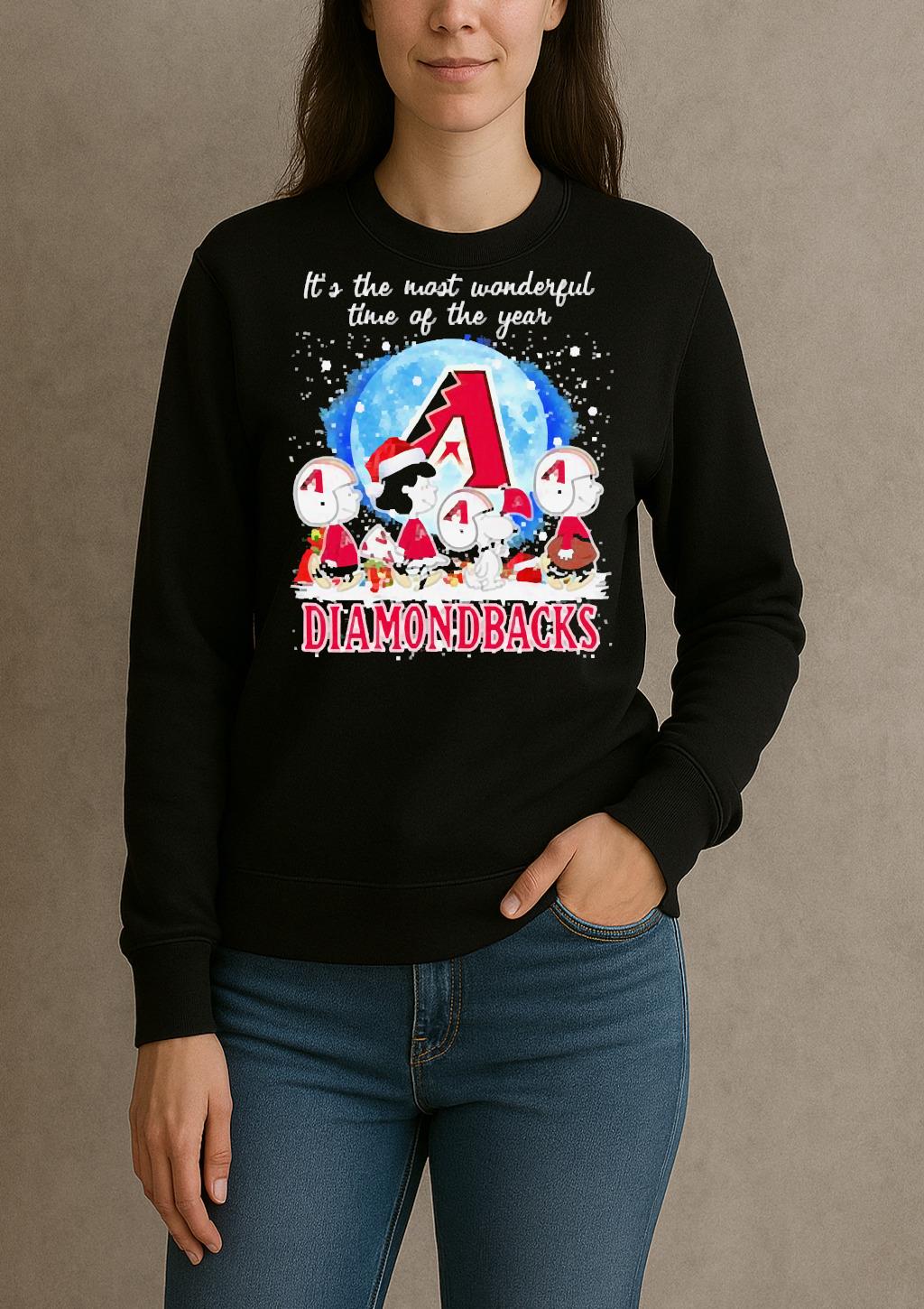 Its The Most Wonderful Time Of The Years Peanuts Characters X Arizona Diamondbacks Merry Christmas T Shirt sweater