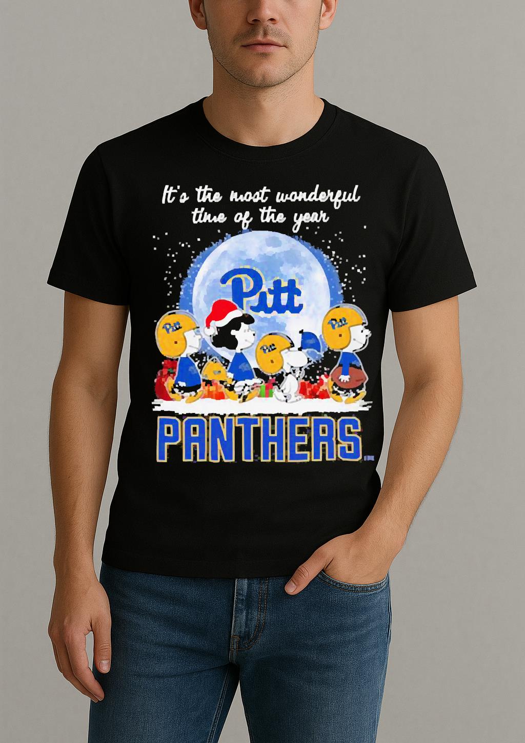 Its The Most Wonderful Time Of The Years Peanuts Characters X Pittsburgh Panthers Merry Christmas T Shirt