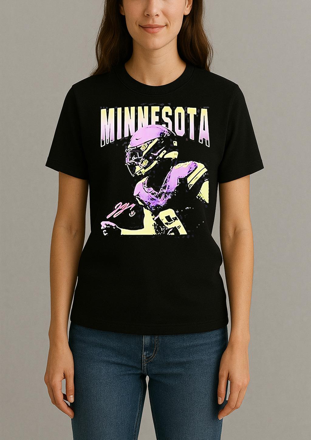 J J Mccarthy Minnesota Vikings Football Signature Shirt Womentee