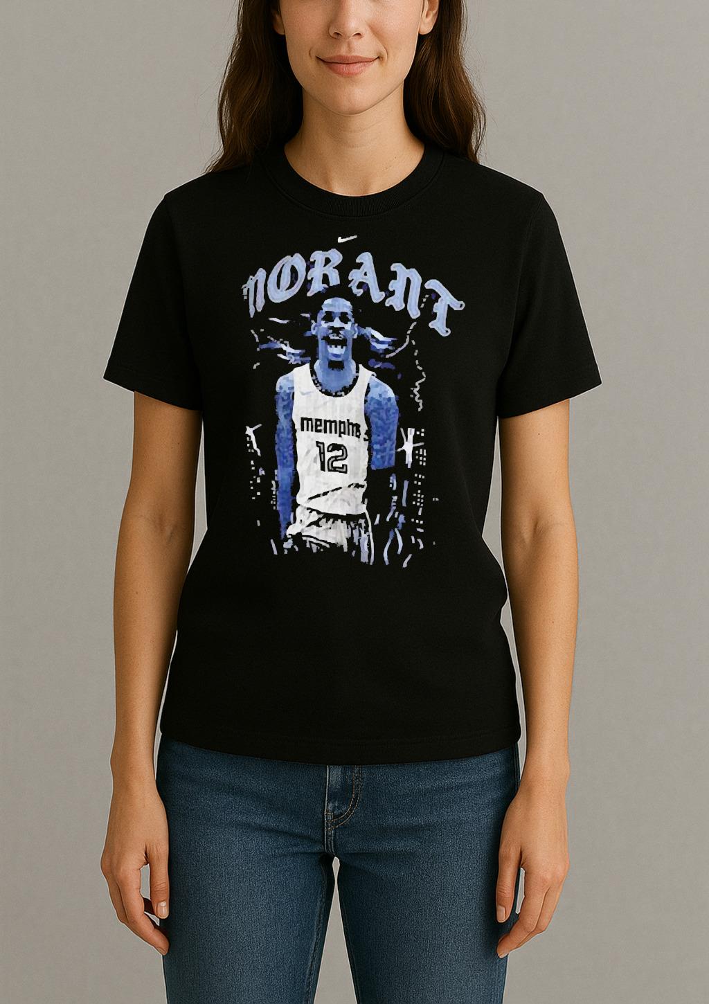 Ja Morant 12 Memphis Grizzlies Nike Basketball City Skyline Storm Vintage Shirt Womentee