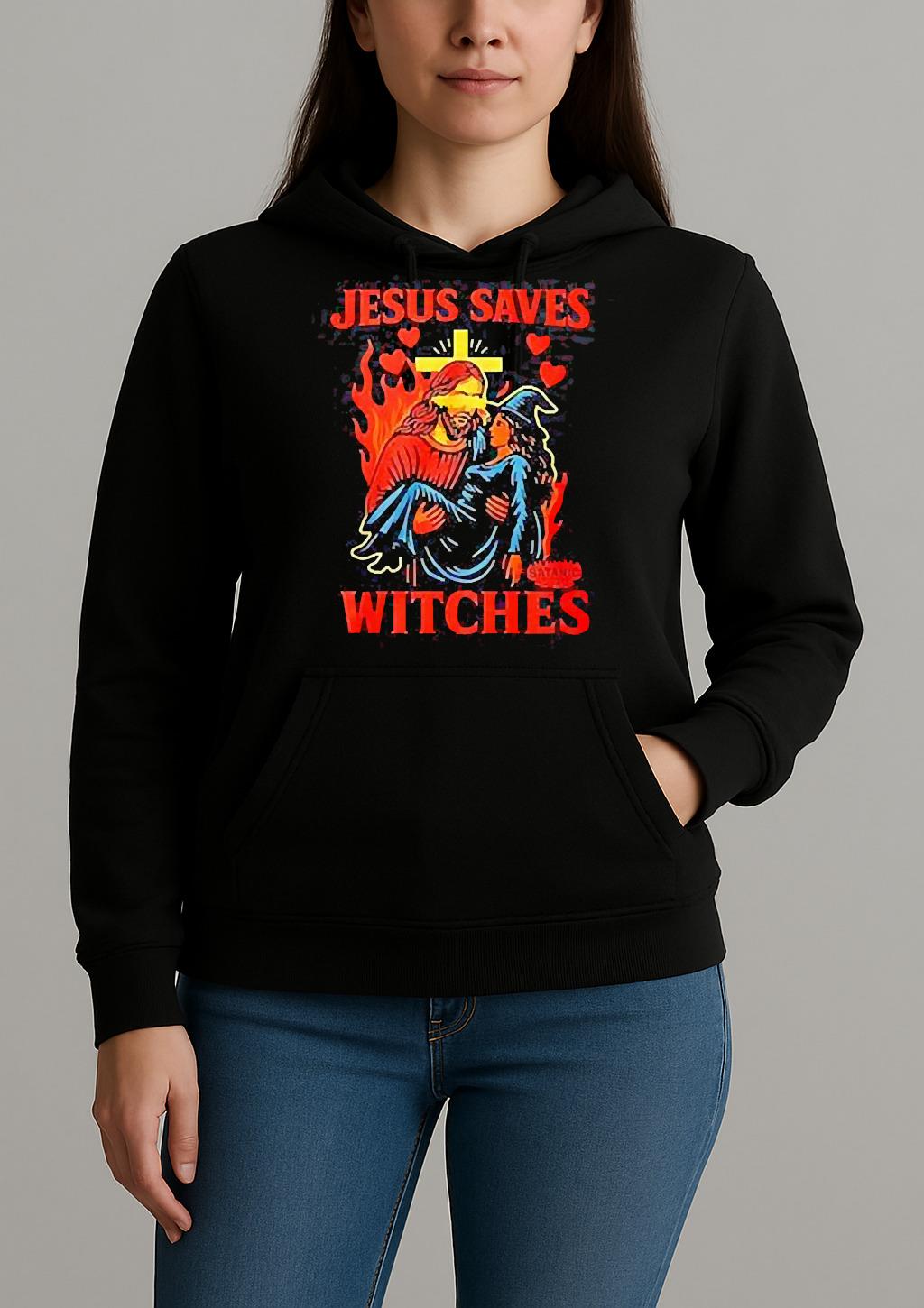 Jesus Saves Witches Graphic Shirt Unihoodie