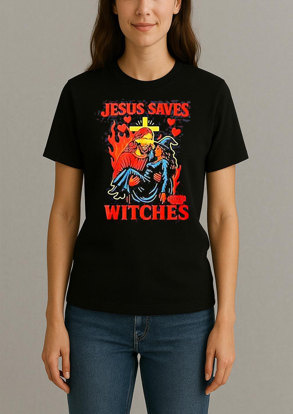 Jesus Saves Witches Graphic Shirt Womentee
