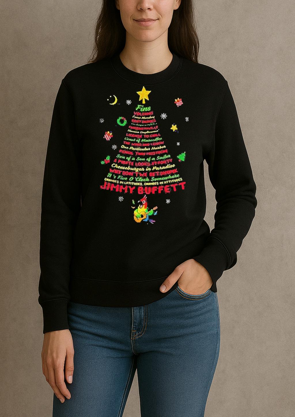 Jimmy Buffett Christmas Tree Fins Volcano Come Monday Merry Christmas Shirt sweater