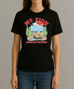 Josiah Queen Mt Zion American Bison Mountain Sunset T Shirt Womentee