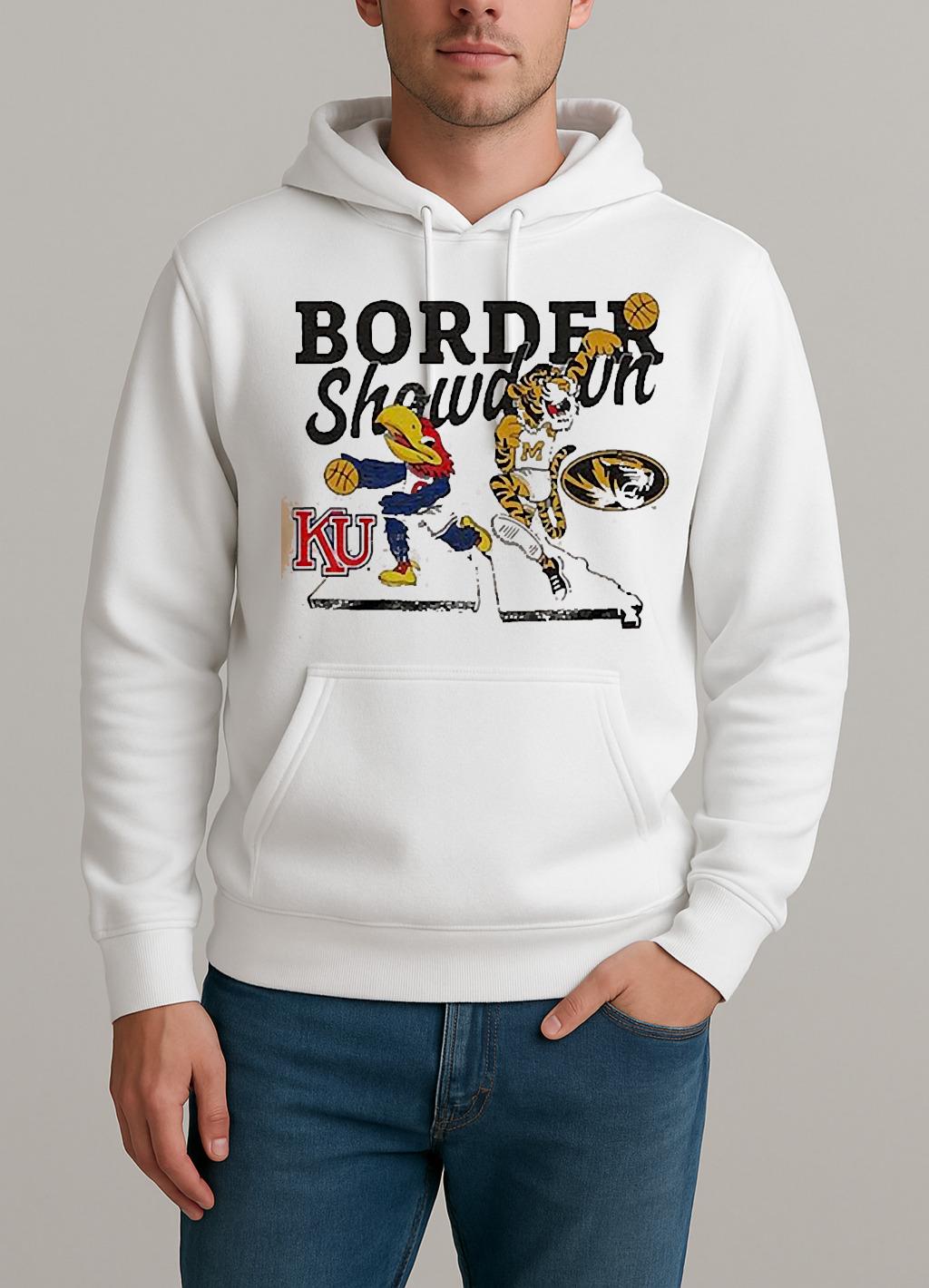 Kansas Jayhawks Vs Missouri Tigers 2025 Border Showdown Mascot Shirt Unisexhoodie