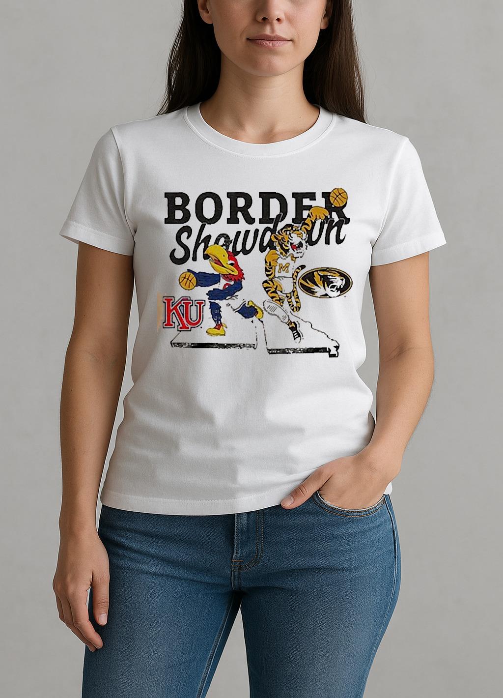Kansas Jayhawks Vs Missouri Tigers 2025 Border Showdown Mascot Shirt W-tee