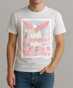 Less Government More Video Games Patriotic Eagle Graphic Shirt