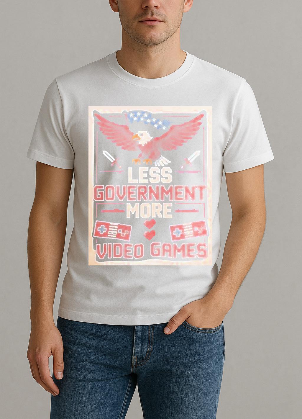 Less Government More Video Games Patriotic Eagle Graphic Shirt