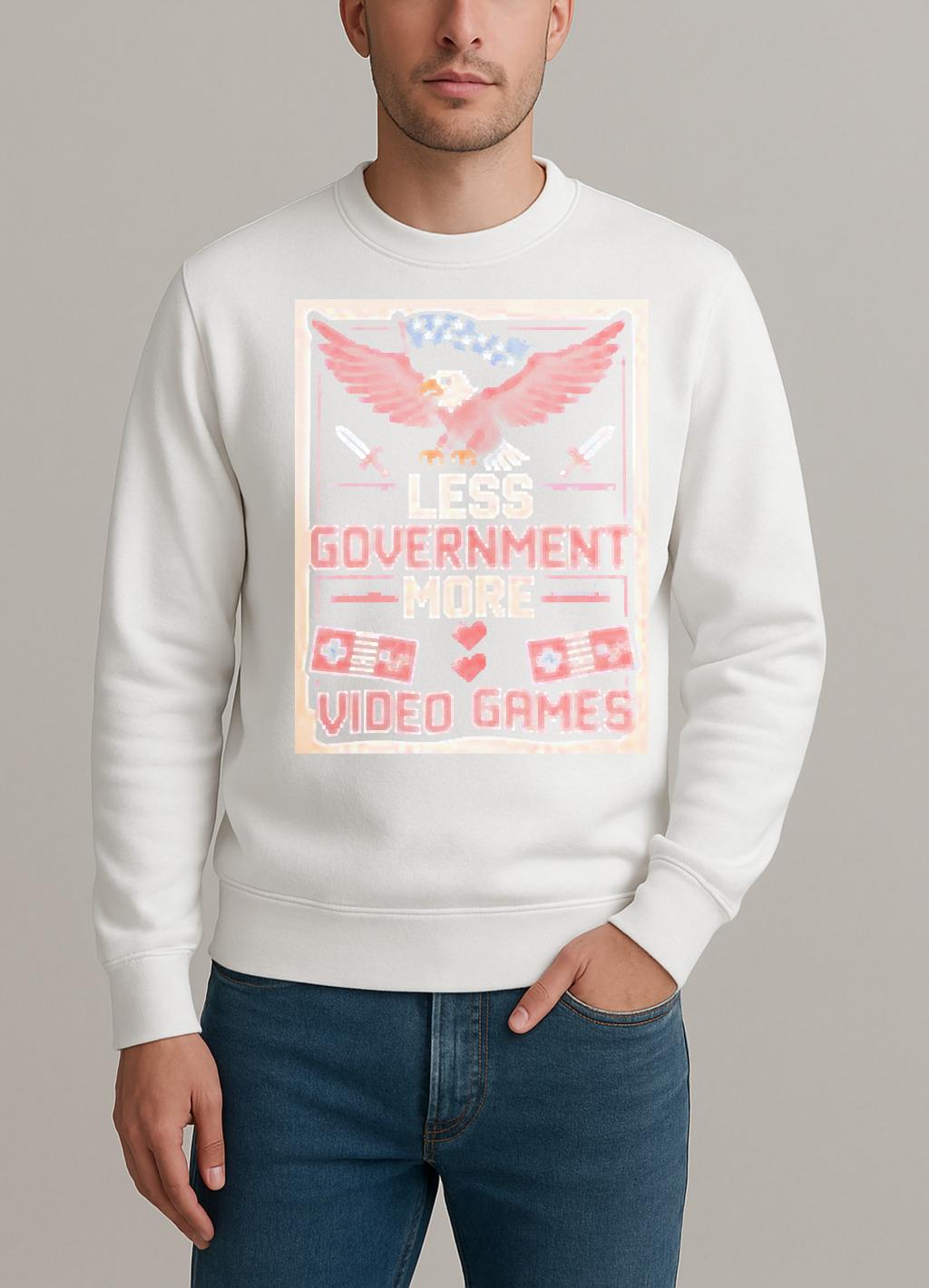 Less Government More Video Games Patriotic Eagle Graphic sweater