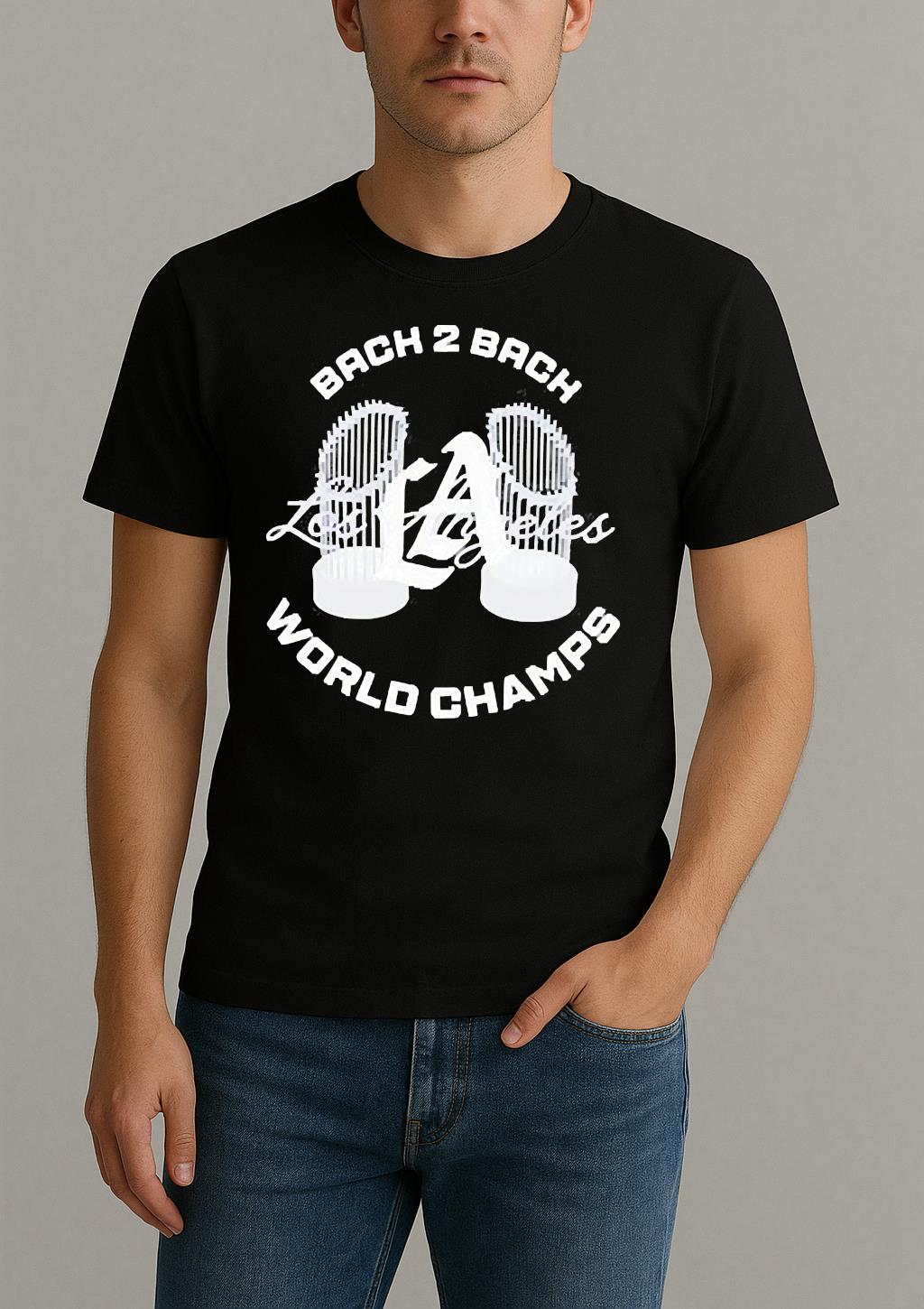 Los Angeles Dodgers 2025 World Champs Back To Back Trophy Shirt