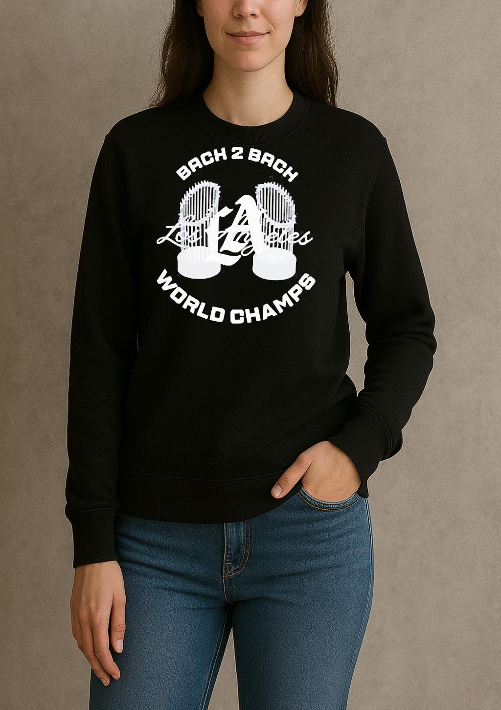 Los Angeles Dodgers 2025 World Champs Back To Back Trophy Shirt sweater