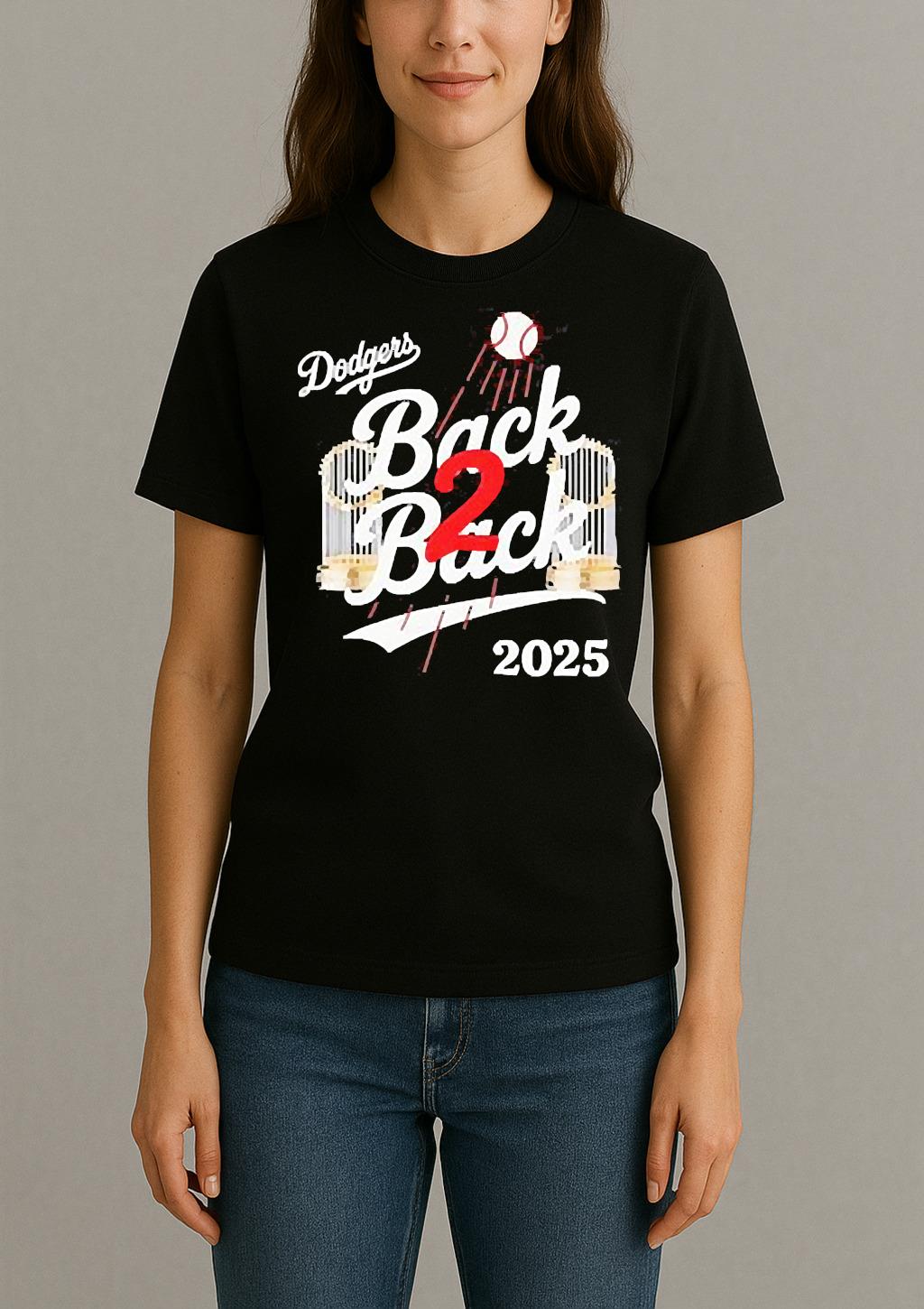Los Angeles Dodgers Back To Back Champs 2025 T Shirt Womentee