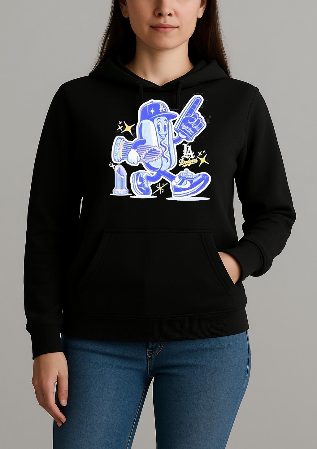 Los Angeles Dodgers Hot Dog Mascot 2025 World Series Champions T Shirt Unihoodie