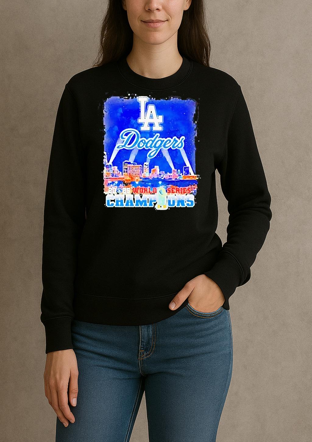 Los Angeles Dodgers Retro Skyline 2025 World Series Champions T Shirt sweater