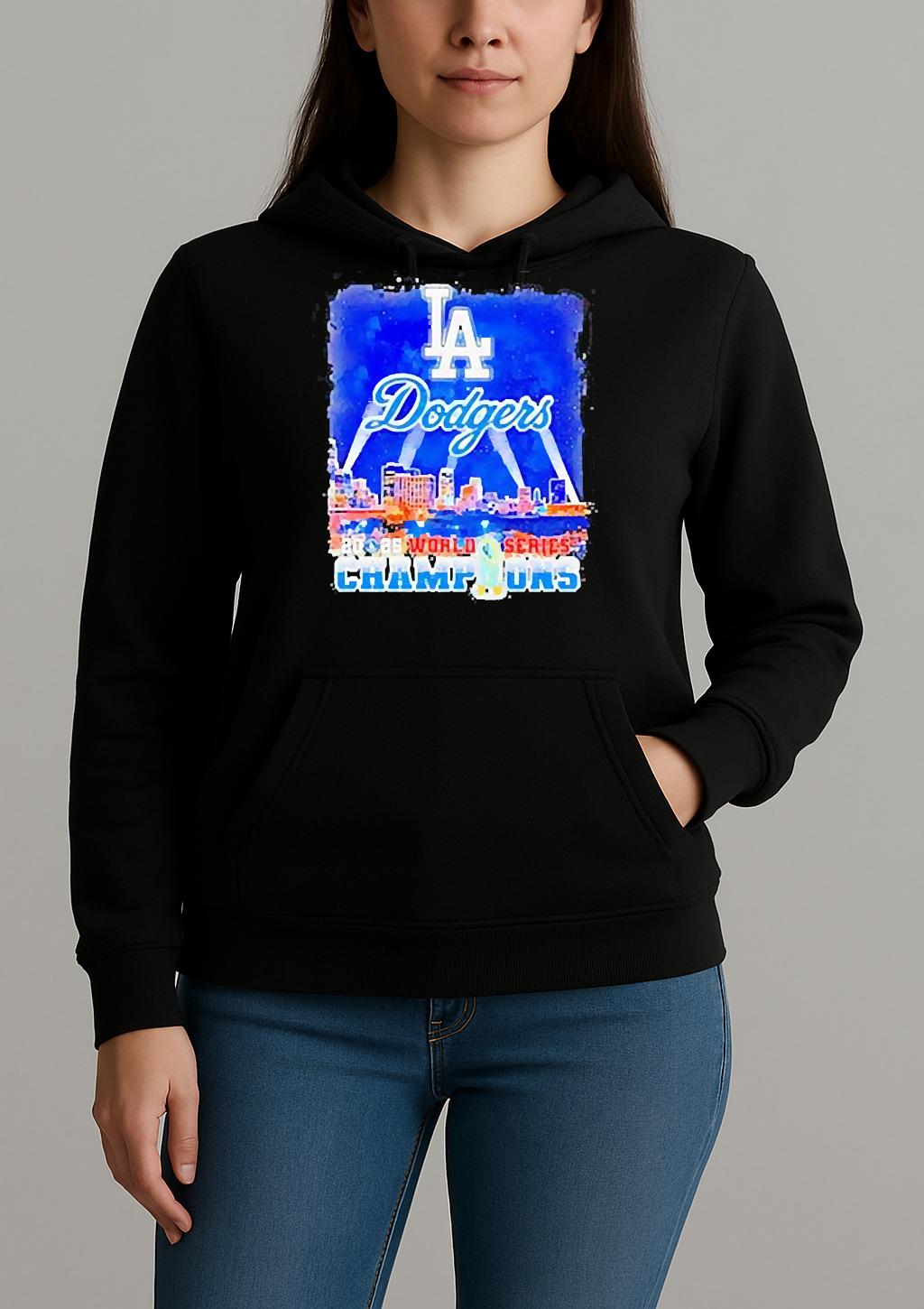 Los Angeles Dodgers Retro Skyline 2025 World Series Champions T Shirt Unihoodie