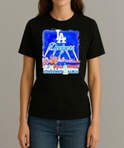 Los Angeles Dodgers Retro Skyline 2025 World Series Champions T Shirt Womentee