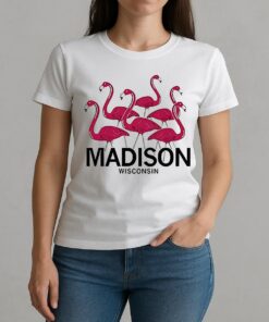 Madison Wisconsin Loves Pink Flamingos W-tee