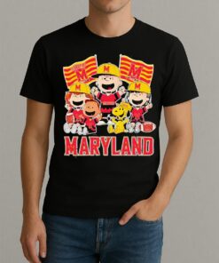 Maryland Terrapins Shop Snoopy Charlie Brown And Friends Terrapins Flags T Shirt