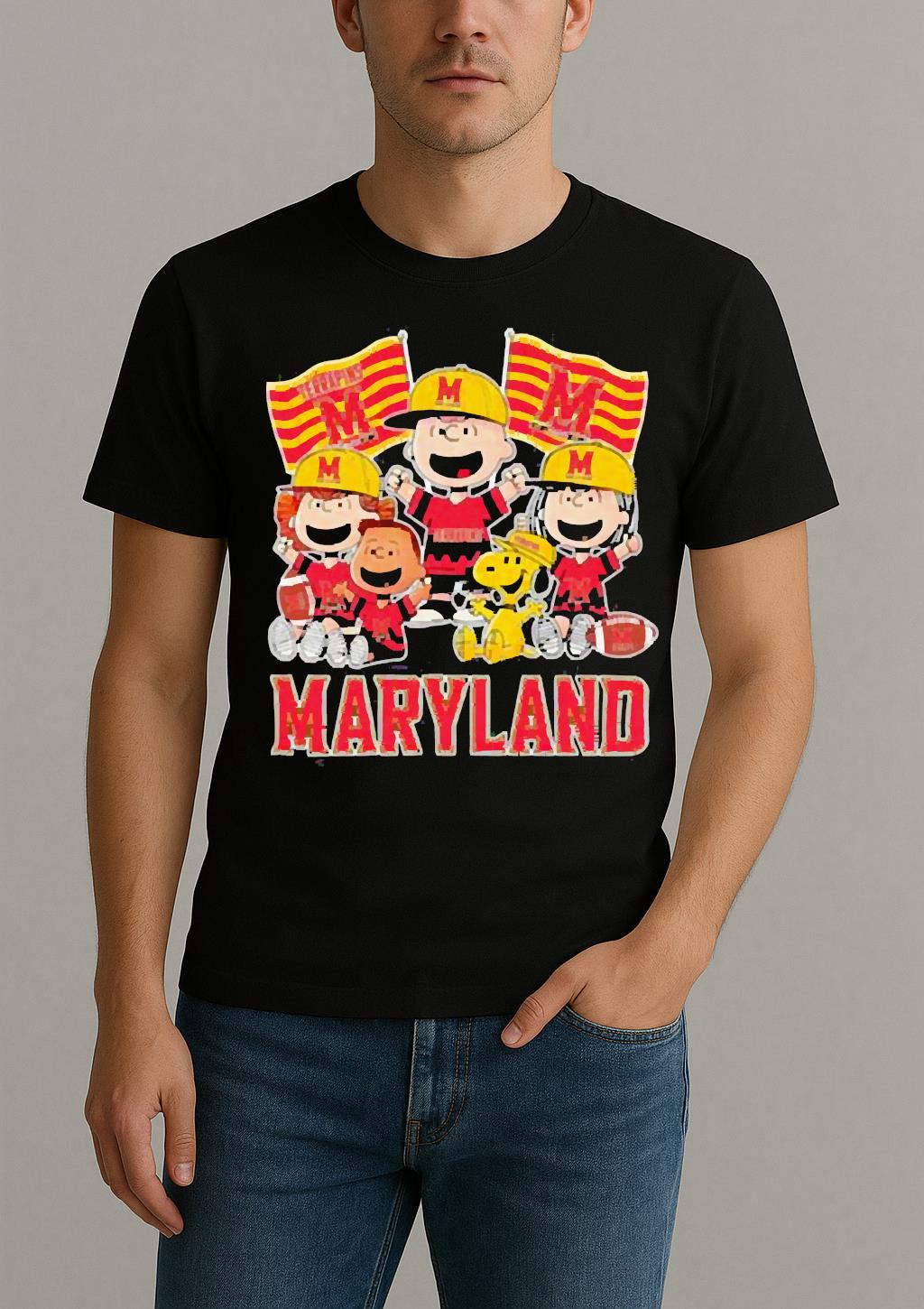 Maryland Terrapins Shop Snoopy Charlie Brown And Friends Terrapins Flags T Shirt