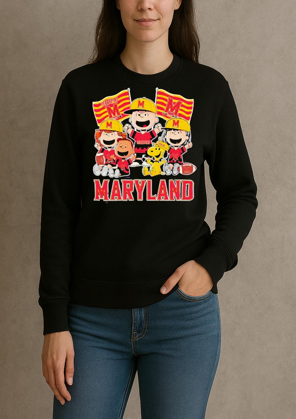 Maryland Terrapins Shop Snoopy Charlie Brown And Friends Terrapins Flags T Shirt sweater
