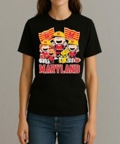 Maryland Terrapins Shop Snoopy Charlie Brown And Friends Terrapins Flags T Shirt Womentee