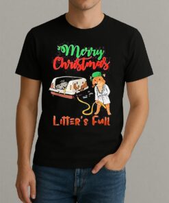 Merry Christmas Litters Full Funny Cat Lovers Shirt