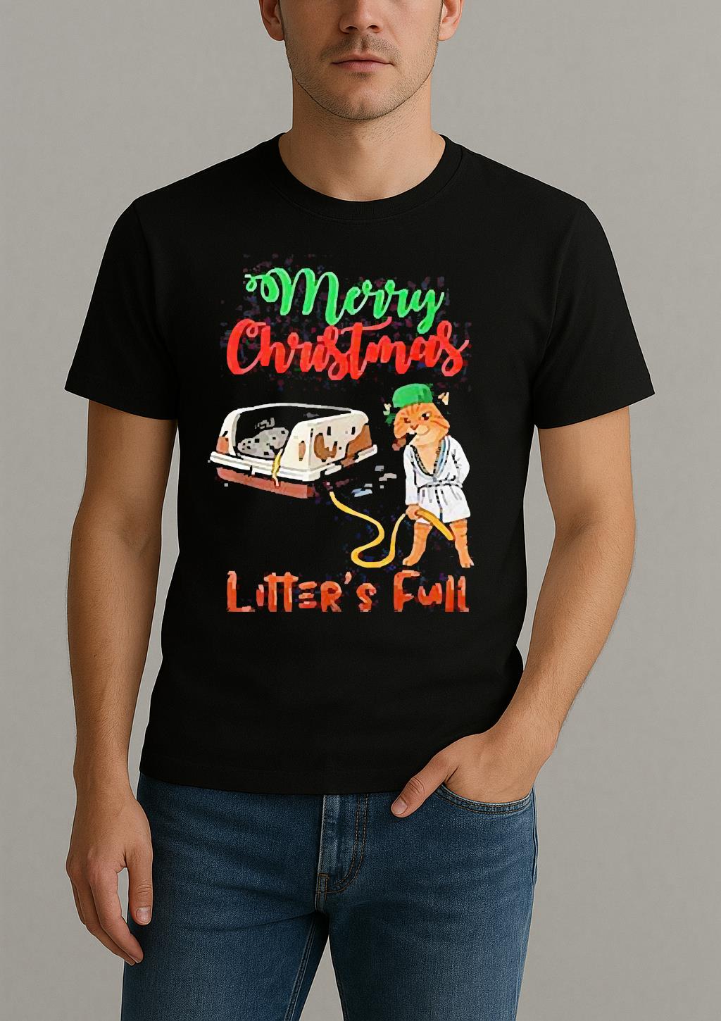 Merry Christmas Litters Full Funny Cat Lovers Shirt