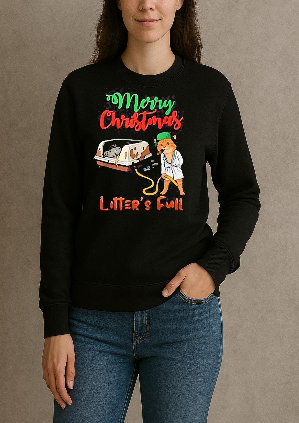 Merry Christmas Litters Full Funny Cat Lovers Shirt sweater