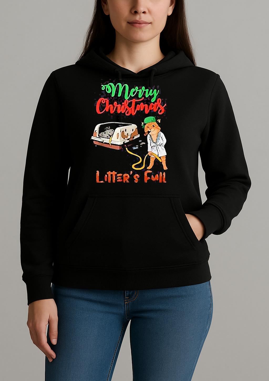 Merry Christmas Litters Full Funny Cat Lovers Shirt Unihoodie