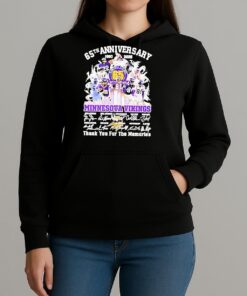 Minnesota Vikings 65Th Anniversary 1960 2025 Thank You For The Memories Skyline Signatures Shirt Unihoodie