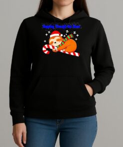 Napping Through The Snow Christmas Sloth Candy Cane T Shirt Unihoodie