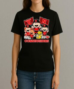 Nebraska Cornhuskers Shop Snoopy Charlie Brown And Friends Cornhuskers Flags T Shirt Womentee
