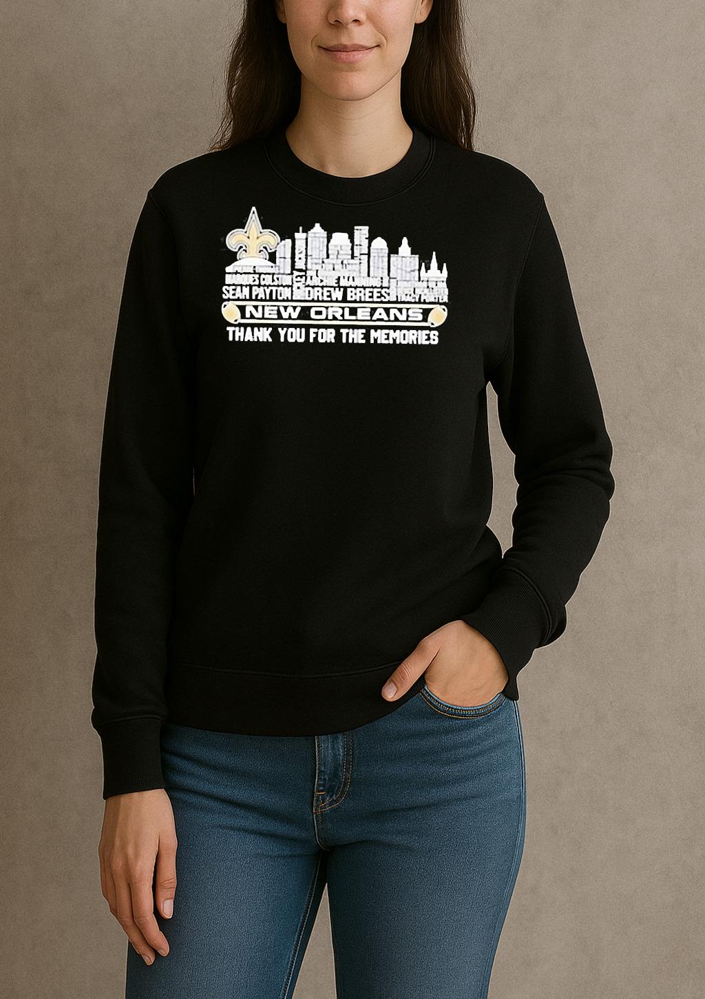 New Orleans Saints Thank You For The Memories Player Names Skyline Shirt sweater