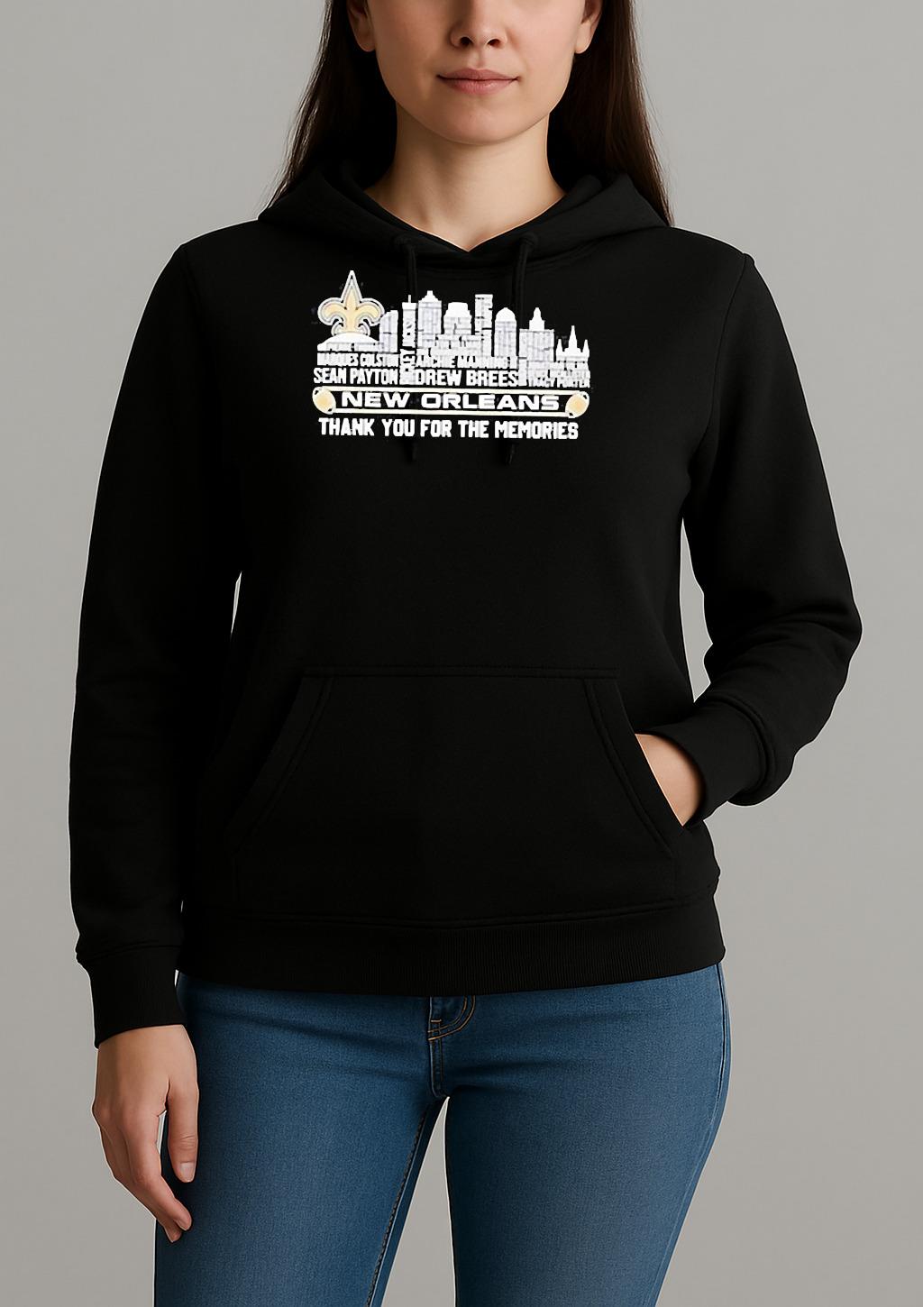 New Orleans Saints Thank You For The Memories Player Names Skyline Shirt Unihoodie