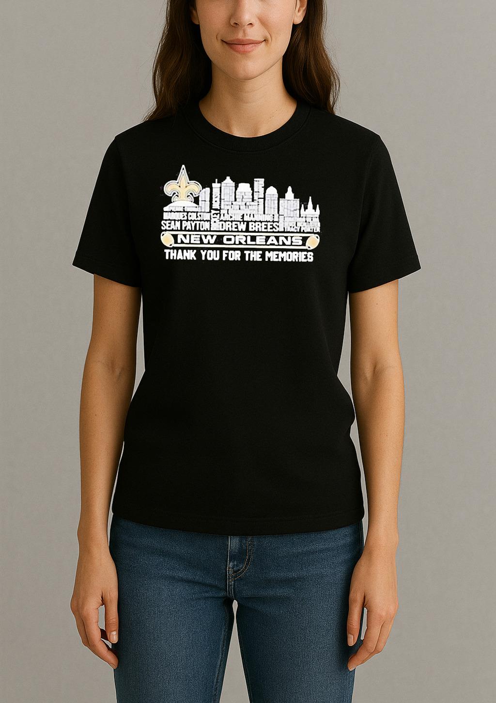 New Orleans Saints Thank You For The Memories Player Names Skyline Shirt Womentee