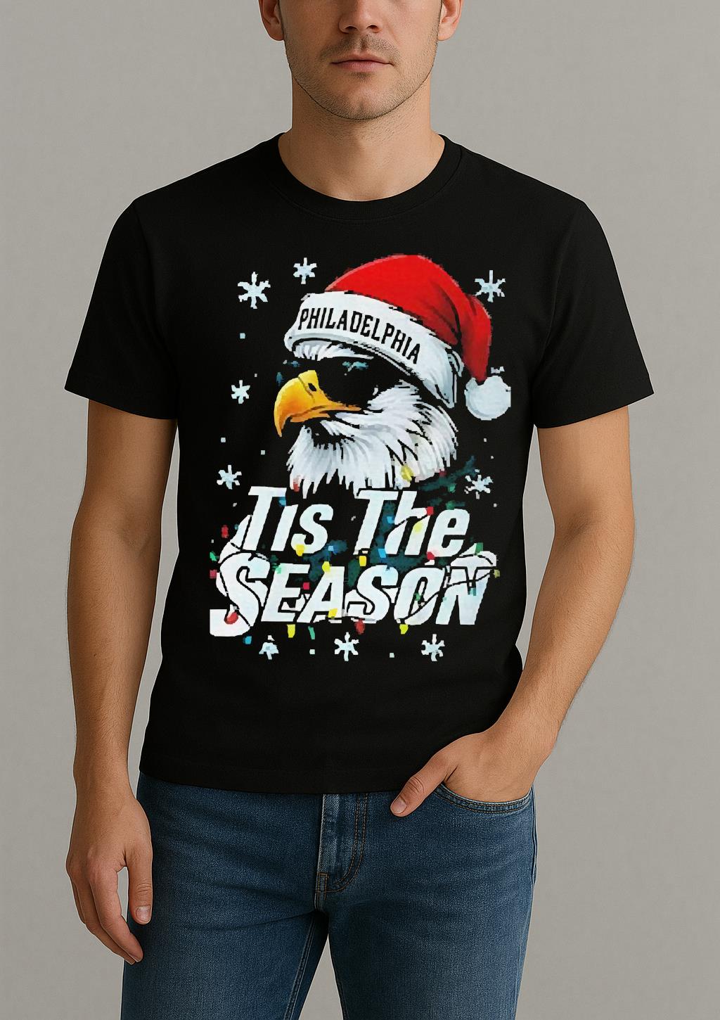 Official Eagle Santa Hat Tis The Season Philadelphia Eagles Nfl Football 2025 Shirt